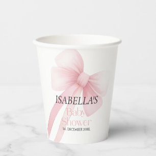 Vasos De Papel Baby Shower Pink Bow