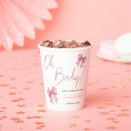 Vasos De Papel Baby Shower Pink Bow