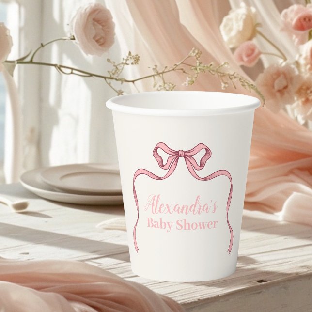 Vasos De Papel Baby Shower Pink Bow (Subido por el creador)