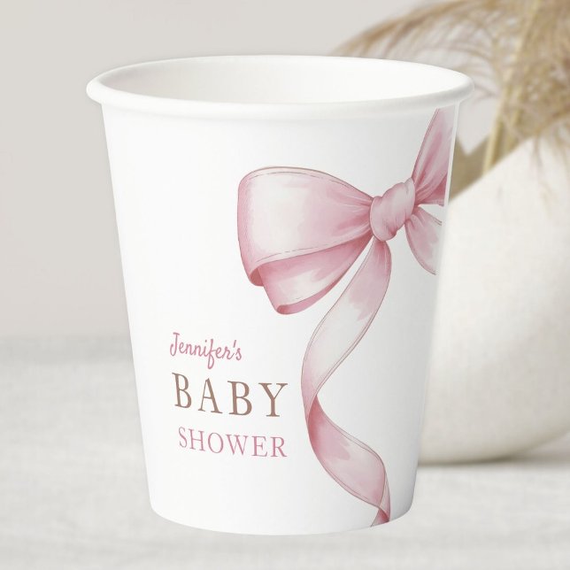 Vasos De Papel Baby Shower Pink Bow (Subido por el creador)