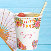 Baby Shower Pink Floral Colorful Fiesta