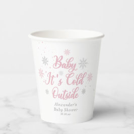 Vasos De Papel Baby Shower Pink Winter Wonderland