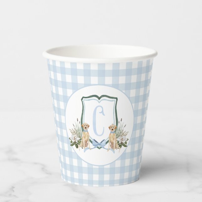 Vasos De Papel Baby Shower Preppy Southern Blue Boy Dog (Anverso)