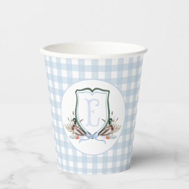 Vasos De Papel Baby Shower Preppy Southern Blue Boy Duck (Anverso)