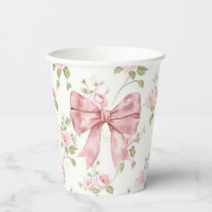 Vasos De Papel Baby Shower Preppy Southern Pink Bow