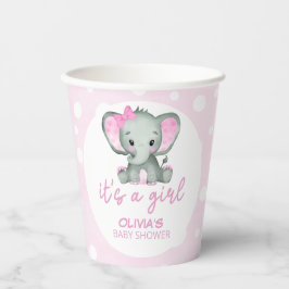 Vasos De Papel Baby Shower rosa de elefante lindo