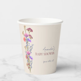 Vasos De Papel Baby Shower rústico beige acrílico floral