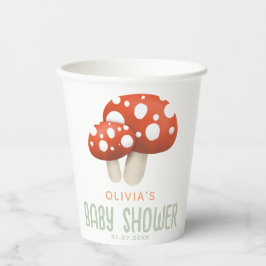 Vasos De Papel Baby Shower rustico del hongo rojo Woodland