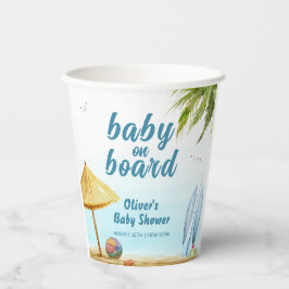 Vasos De Papel Baby Shower Summer Beach Ocean Surfboard
