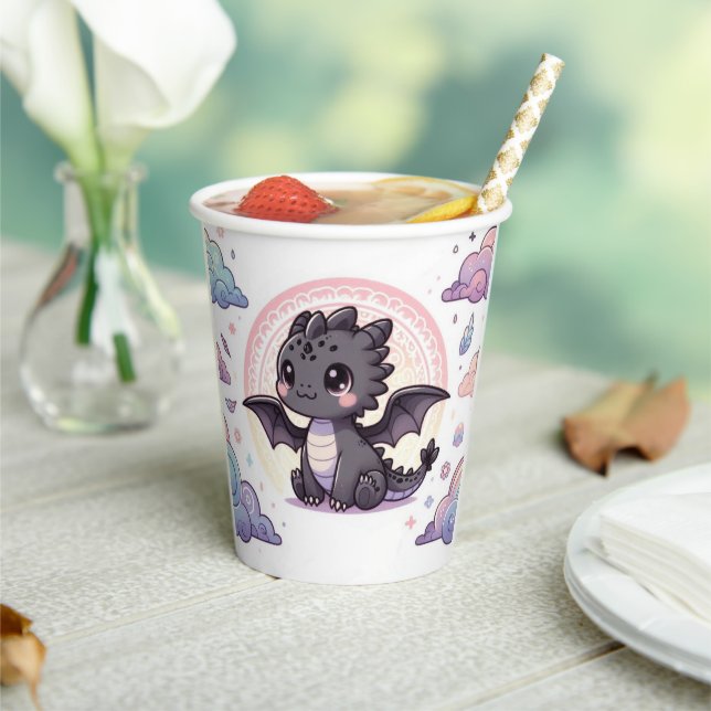 Vasos De Papel Baby Shower Whimsical Elegante Dragon (in situ)