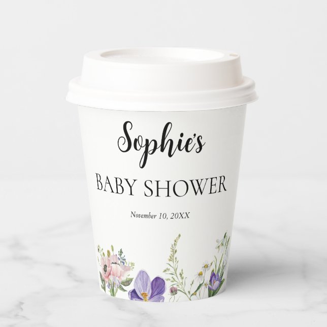 Vasos De Papel Baby Shower Wildflower (Anverso)