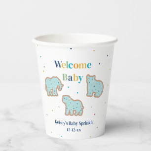 Vasos De Papel Baby Sprinkle Animal Cookies Boy Baby Shower