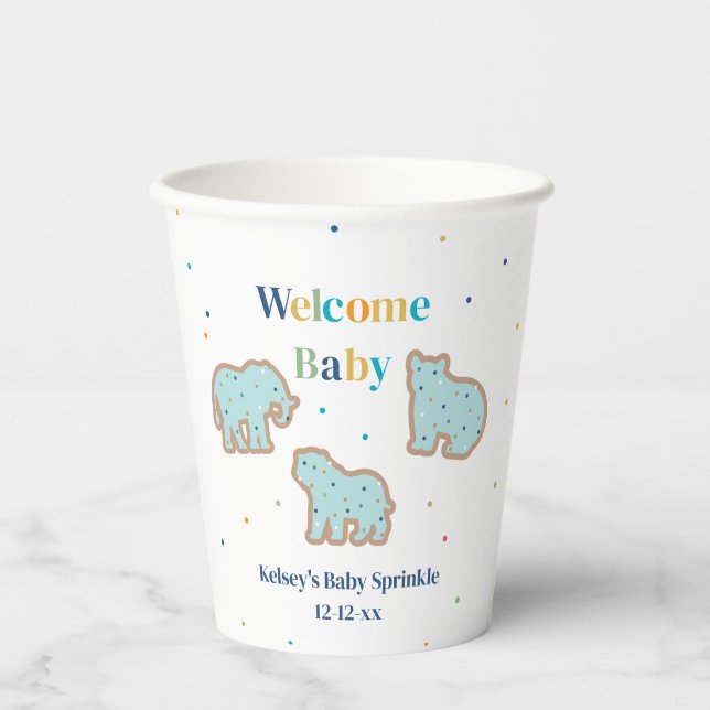 Vasos De Papel Baby Sprinkle Animal Cookies Boy Baby Shower (Anverso)