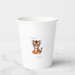 Vasos De Papel 🐯Baby Tiger Art with Pink Butterflies -