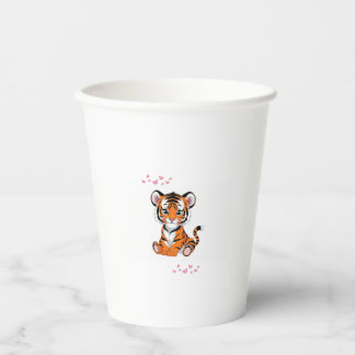 Vasos De Papel 🐯Baby Tiger Art with Pink Butterflies -