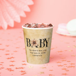 Vasos De Papel Baby Vintage Floral Monograma Baby Shower