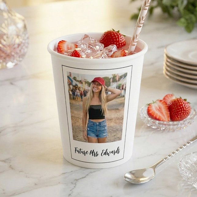 Vasos De Papel Bach Party Bridal Shower Bachelorette Favors Photo (Bachelorette Party Paper Cups With Bride's Photo)