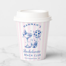 Vasos De Papel Bachelorette Blue Disco Cocktail Blue & Pink