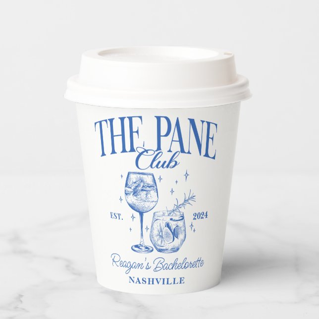 Vasos De Papel Bachelorette Retro Cocktail Blue Personalizado (Anverso)