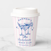 Bachelorette Retro Cocktail Blue & Pink Stripes