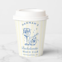 Bachelorette Retro Cocktail Blue & Yellow Stripes