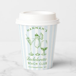 Vasos De Papel Bachelorette Retro franjas azul y verde modernas