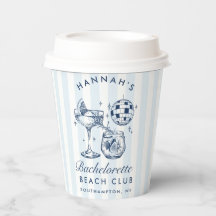 Bachelorette Retro franjas modernas azul y gris