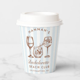 Vasos De Papel Bachelorette Retro Western Blue & Brown Stripes