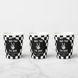 Vasos De Papel Bad Two The Bone Skeleton Segundo Fiesta de Cumple