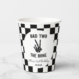 Vasos De Papel Bad Two The Bone Skeleton Segundo Fiesta de Cumple