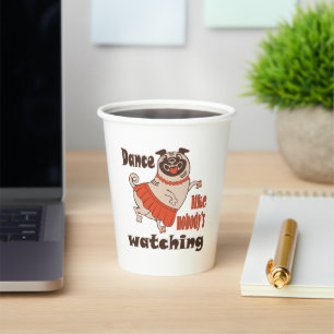 Vasos De Papel Baila como nadie ve a la chica Pug Dog