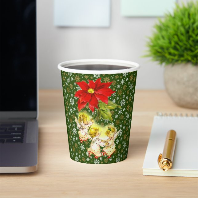 Vasos De Papel Bailando ángeles bebés con copas de nieve (in situ)