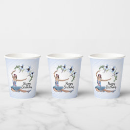 Vasos De Papel Bailarina de cumpleaños en azul