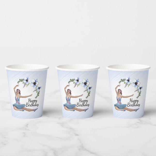 Vasos De Papel Bailarina de cumpleaños en azul (Multi)