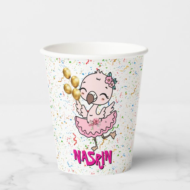 Vasos De Papel Bailarina de flamenco rosa linda   (Anverso)