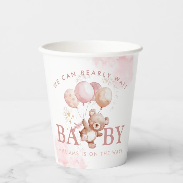 Vasos De Papel BAILEY Bearly Wait Teddy Bear Baby Shower (Anverso)