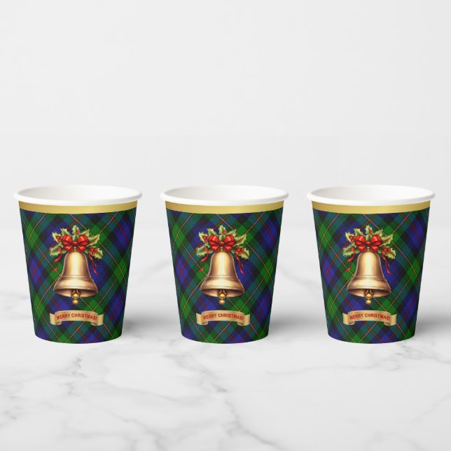 Vasos De Papel Baillie Navidades de Tartán personalizados (Multi)