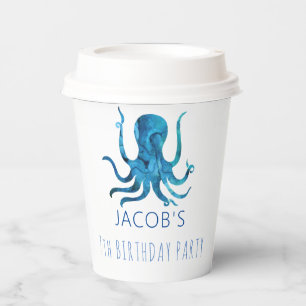 Vasos De Papel Bajo el agua del mar Octopus Nautical 