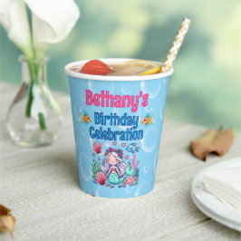 Vasos De Papel Bajo el cumpleaños de la sirena marina