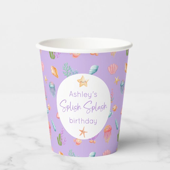 Vasos De Papel Bajo el cumpleaños del mar (Anverso)