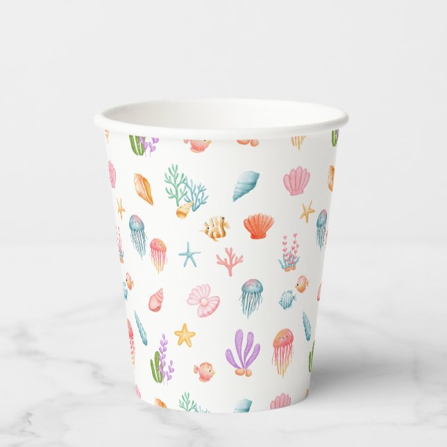 Vasos De Papel Bajo el cumpleaños del mar (Anverso)