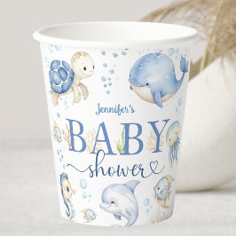 Vasos De Papel Bajo el mar Baby Shower Blue Ocean