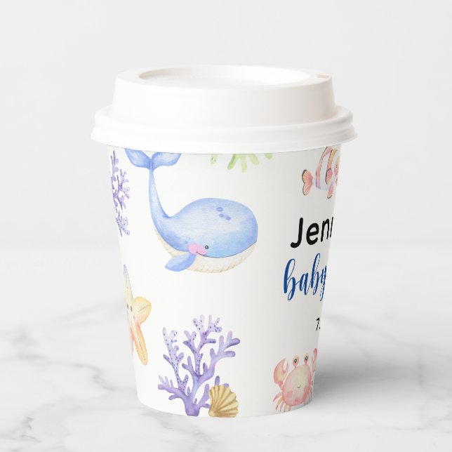 Vasos De Papel Bajo el mar Baby Shower Ocean Animals (Anverso)