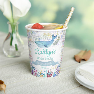 Vasos De Papel Bajo el mar   Baby Shower Temático Oceánico
