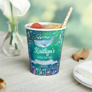 Vasos De Papel Bajo el mar   Baby Shower Temático Oceánico