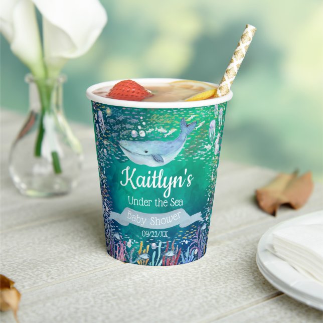 Vasos De Papel Bajo el mar | Baby Shower Temático Oceánico (in situ)