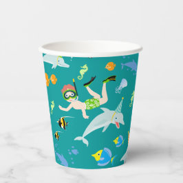 Vasos De Papel Bajo el mar delfines y fiesta de cumpleaños de niñ