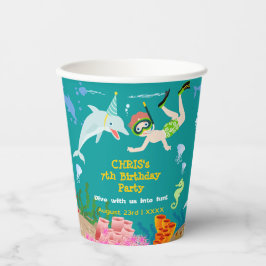 Vasos De Papel Bajo el mar delfines y fiesta de cumpleaños de niñ