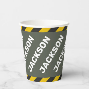 Vasos De Papel Bajo el Rótulo de la calle de construcción gráfico