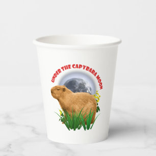 Vasos De Papel Bajo la Luna del Carpincho Carpincho Divertido